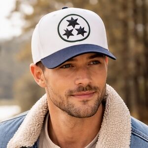 Tennessee Tri Star White Navy Snapback Baseball Hat Americana Preppy Heritage Wo